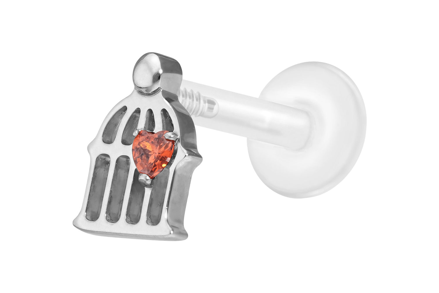 PTFE Labret Piercing mit Innengewinde + Titan-Aufsatz KÄFIG